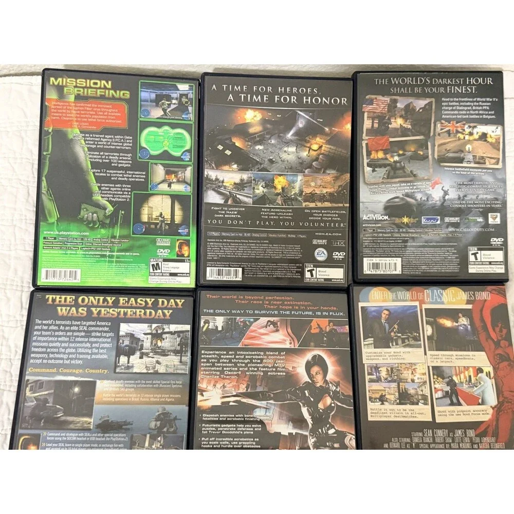Playstation 2 lot of 6 games Eonflux, SOCOM II, Call of Duty, Medal of honor +
